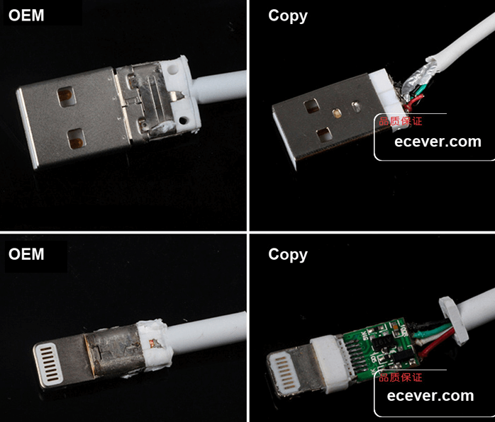 iPhone lightning cable shield fake