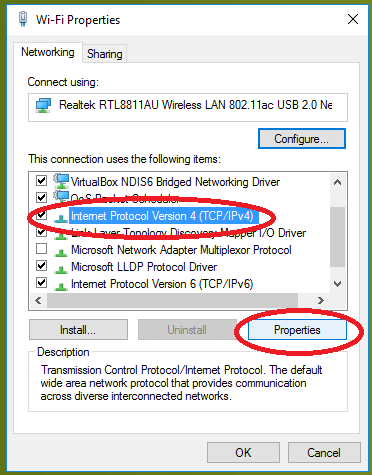 Wi Fi properties IPv4