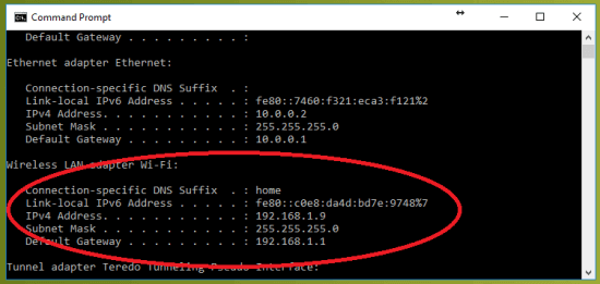 command prompt cmd ipconfig