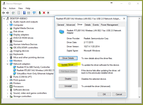 WiFi doesn't have a valid IP configuration update network driver