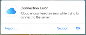 iCloud encountered an error while trying to connect to the server