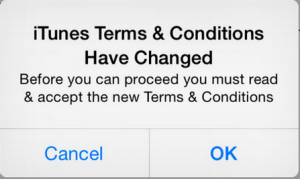 iTunes terms conditions have changed