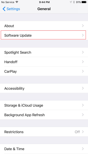 settings general software update iPhone