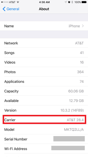 carrier update iPhone