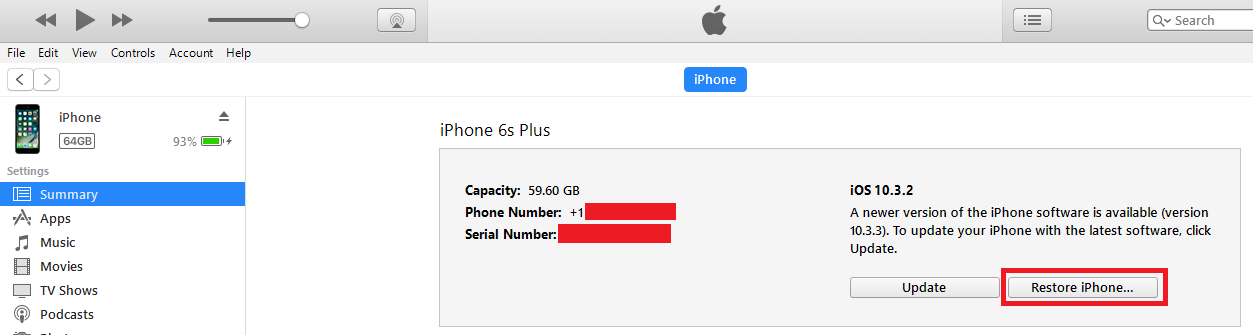 restore iPhone