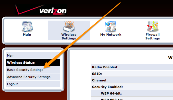 Verizon router basic security settings